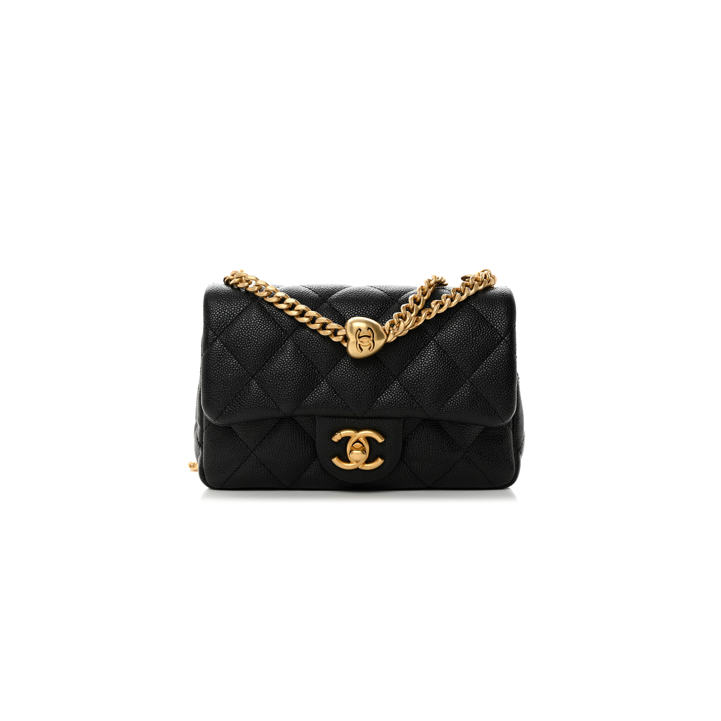Ch*el caviar quilted mini sweetheart rectangular flap black (19*12*8cm)